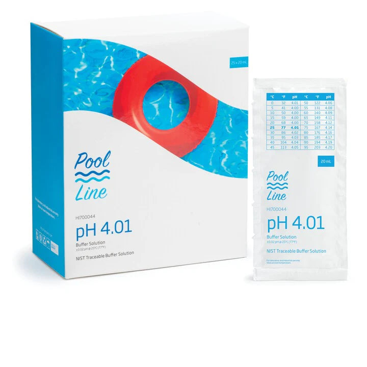 HI-700044P Pool Line 4.01 pH Buffer Solution , 25 x 20 mL sachets